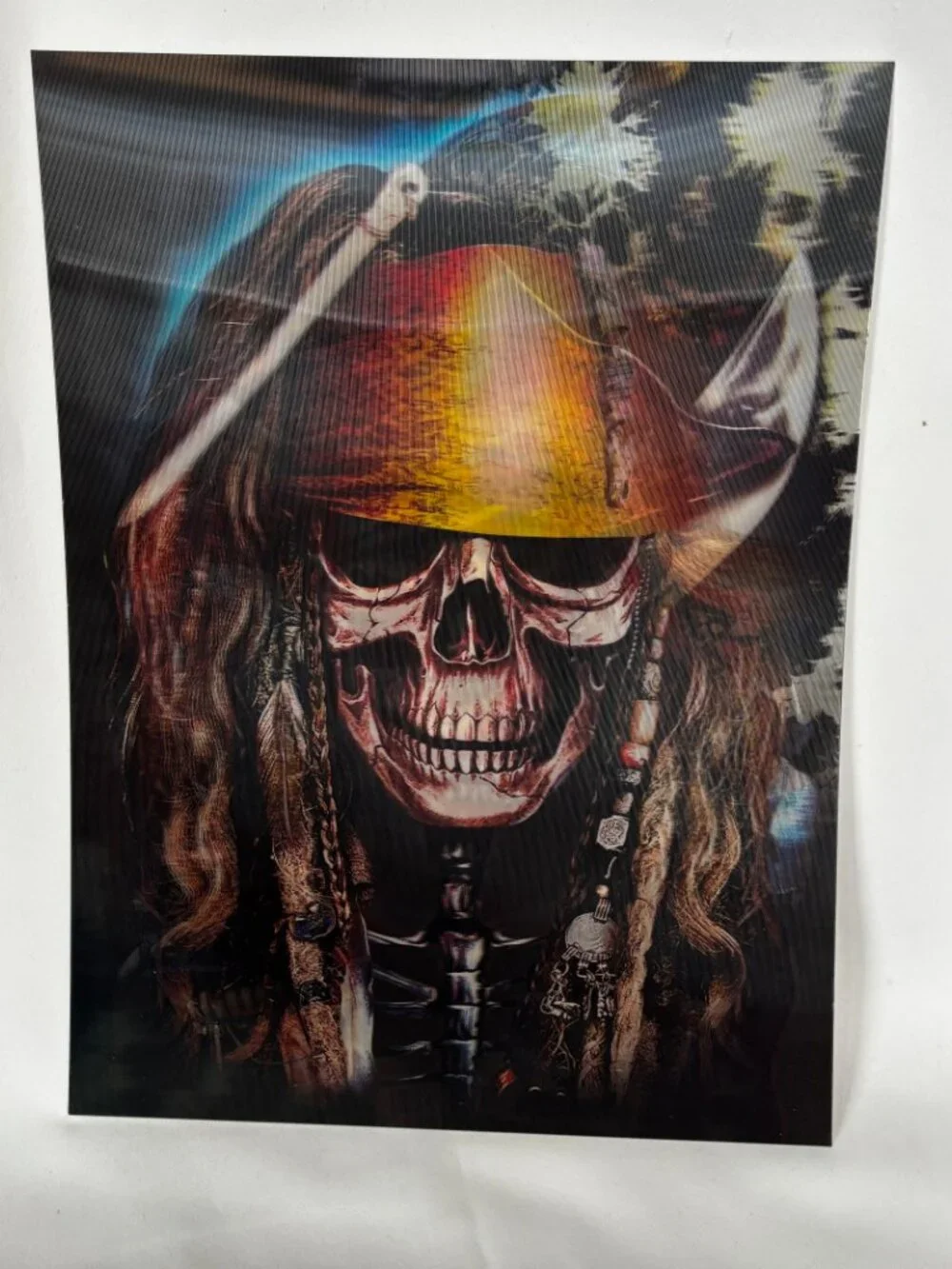 Pirate Skull & Cross Bones Holographic 3d lenticular 3 In 1 Poster 12”x16” NWOT